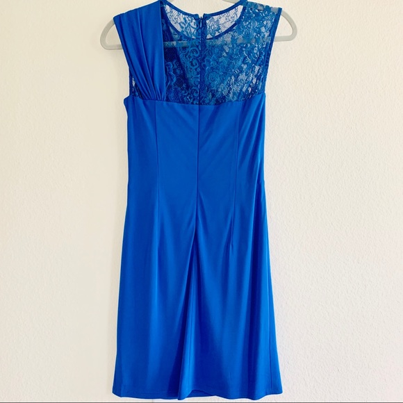 NWOT David Meister Blue Cocktail Dress w/ Lace 4 - Picture 2 of 8